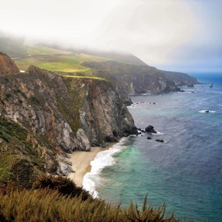 Spectacular coastal scenery of Big Sur along Pacific Coast Highway, California State Route 1,
