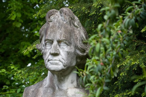 Statue of Christian Daniel Rauch in front of his birthplace, German Neoclassicism sculptor, Bad