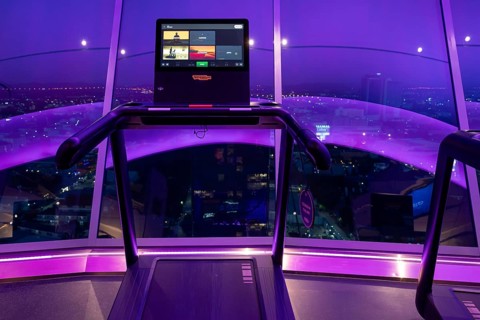 Hotel gym with panoramic views, Pattaya, Thailand