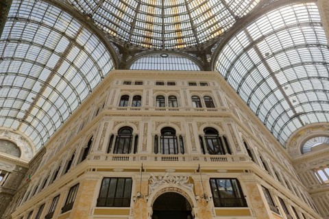Galleria Umberto I, Neo-Renaissance style façade, historic shopping arcade, Naples, Province of