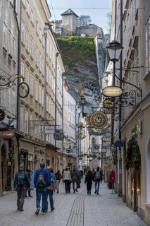 Pedestrians in Getreidegasse, City of Salzburg, Salzburg state, Austria