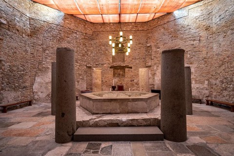 Baptistery and baptismal font, Basilica di Santa Maria Assunta, UNESCO World Heritage Site,