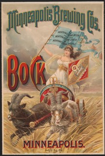 Advertising poster, beverage advertisement, Minneapolis Brewing Co. bock beer from the late 19th