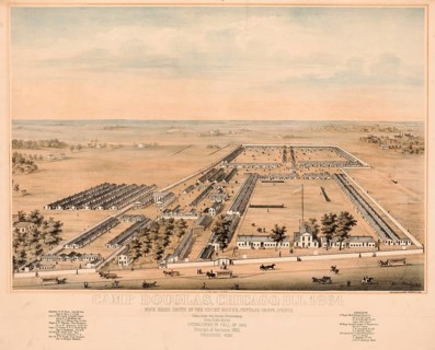 Camp Douglas in Chicago, Illinois, in 1864. It was one of the largest Union camps during the