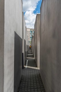 Buildings and corridors at the Memorial to the Murdered Jews in the historic center, Berlin