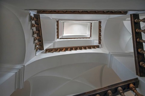 Staircase in the city palace former residential palace built in Renaissance style, Neuburg an der