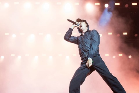 Longus Mongus, rapper of the band BHZ at Highfield Festival on Friday, Störmthaler See, 14.08.2026