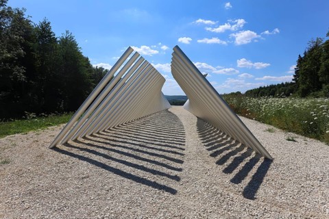 Art in public space, sculpture made of aluminum profile pipes by artist Martin Burchard, life's