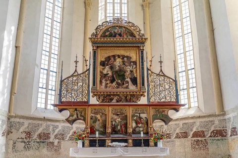 Saint Ana altar in the interior of the Sighi?oara mountain church in Sighisoara or Sighi?oara,