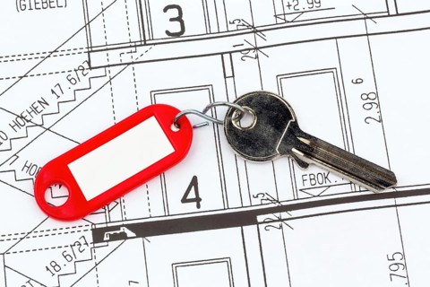 Construction plan, single-family house, house key, studio photo, Federal Republic of Germany