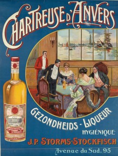 Advertising poster, beverage advertisement, advertising poster for Chartreuse d'Anvers, a liqueur