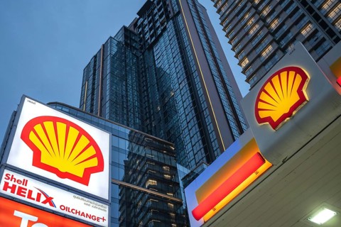 Bangkok, Thailand. August 18th 2026. Sign with brand logo for Shell plc, a British multinational