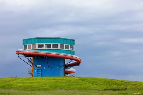 A water slide flume, supported by European Regional Development Fund, Wremen, Lower Saxony, Germany
