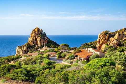 Small village on the Costa Paradiso on a sunny day, Sardinia, Italy