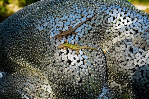 Botanical garden with sculptures in spring, lizards, artist Seo Young Deok, Light Garden, Andre