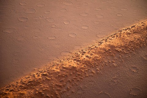 Sandy desert with Fairy Circles, circular areas, aerial view, Namib Desert, Namib Naukluft Park