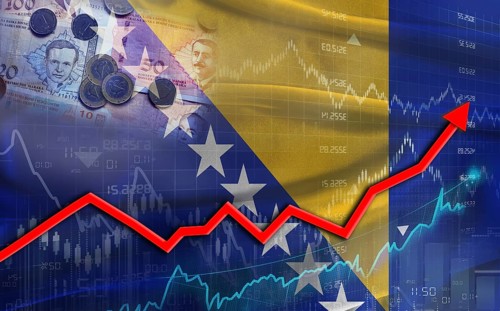 Bosnian economic growth on financial graph. Bosnia financial growth on market graph