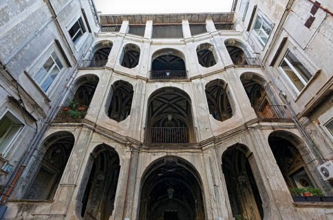 Palazzo San Felice, historic 18th-century plastic in need of renovation, Rione Sanità, Naples,