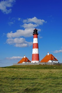 The lighthouse of Westerhever near St. Peter Ording, Westerheversand, Schleswig-Holstein, Federal