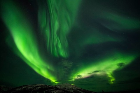 Northern Lights (Aurora borealis), Gällivare, Norrbotten, Lapland, Sweden, October 2022
