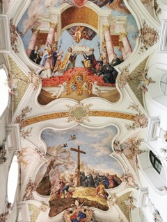 Ceiling fresco of the monastery church in Mönchsdeggingen Abbey, former monastery of the