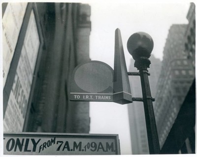 New York, subway, entrance, I.R.T. Trains, sign, Manhattan, skyscrapers, USA, abstract, old