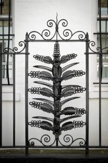 Decorative black metal mesh with floral patterns, Chelsea, London, Great Britain, England, Great