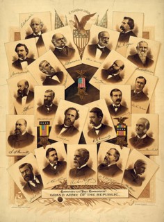 The poster depicts the Commander-in-Chief and former commanders of the Grand Army of the Republic