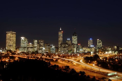Perth at night, Perth, Australine, Australia