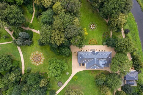 Germany, Greizer Park, Sommerpalais Greiz, Thuringia, Thuringia, aerial view, cultivated landscape,