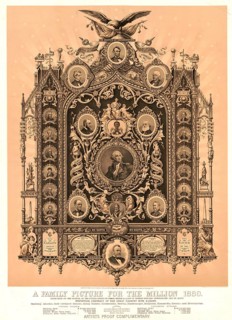 Picture shows portraits of American heroes and presidents, including Abraham Lincoln and George
