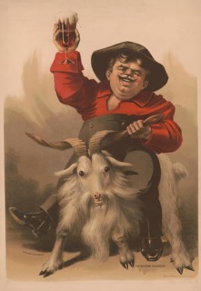 Advertising poster, beverage advertisement, bock beer advertising poster from 1886 with the title