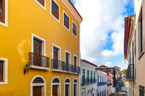The famous Rua do Giz, with its old colonial-style houses, in the city of Sao Luis, the capital of