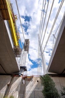New construction of the second part of the Neuenkamp motorway bridge of the A40, across the Rhine