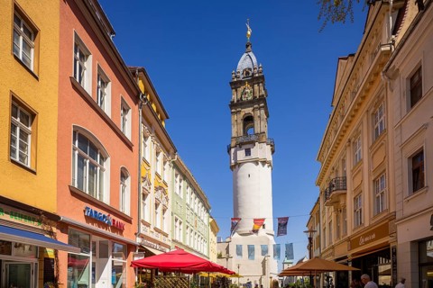Reichenstraße mit Reichenturm, Bautzen, Saxony, Germany
