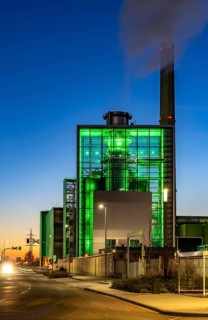 The Lausward combined heat and power plant in Düsseldorf, gas and steam turbine power plant,