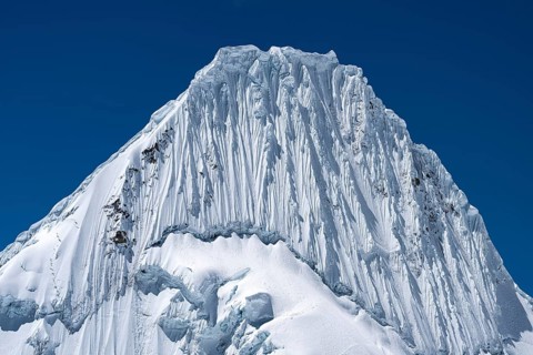 Alpamayo, southwest face, 5947 m, with the title of most beautiful mountain in the world,