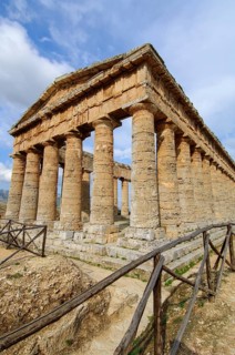 Unfinished temple of Segesta Antica without cella closed interior built around 430 BC in Greek
