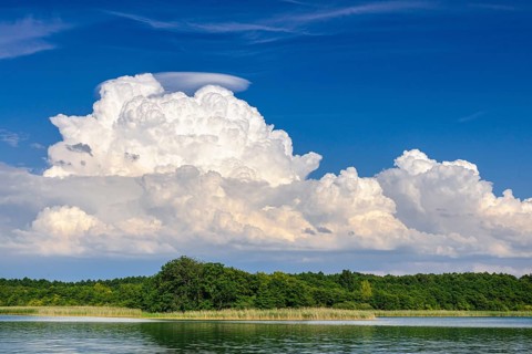 Clouds over Breiten Luzin, lake, Mecklenburg-Western Pomerania, Feldberg Lake District,