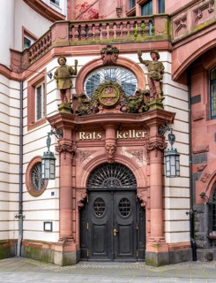 Entrance to the Ratskeller of the Old Town Hall of Frankfurt am Main, Hesse, Germany