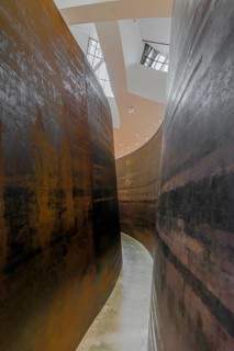 Matter of time installation and modern architecture at the Guggenheim Museum in Bilbao, Spain