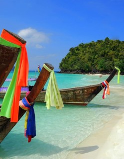 Colourful fishing boats. Krabi Island, Thailand