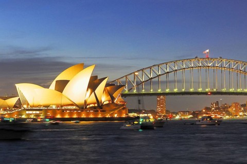 Sydney Opera and Harbour Bridge during blue hour, Sydney, New South Wales, Australia Sydney, New