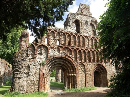 Pardon Door, ruins of St Botolph's Priory medieval Augustinian religious house, Colchester, Essex,