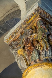Capital of romanesque church of Saint Nectaire, The Way to Calvary, Puy de Dome, Auvergne Rhone