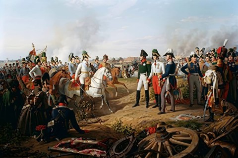 Allied victory report after the Battle of the Nations in 1813 near Leipzig, Napoleon Bonaparte,