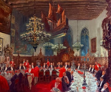 Painting entitled The Hindenburg Banquet by Karl Dannemann in the Old Town Hall in Bremen, UNESCO