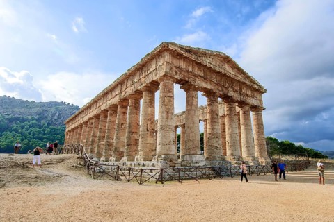 Unfinished temple of Segesta Antica without cella closed interior built around 430 BC in Greek