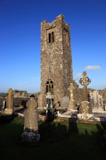 Cemetery and ruins of the monastery church on the Hill of Slane, Leinster province, Ireland