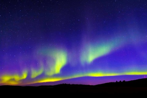 Northern lights in Finland, northern lights, sunset, blue hour, Lappalnd, Veskoniemi, natural